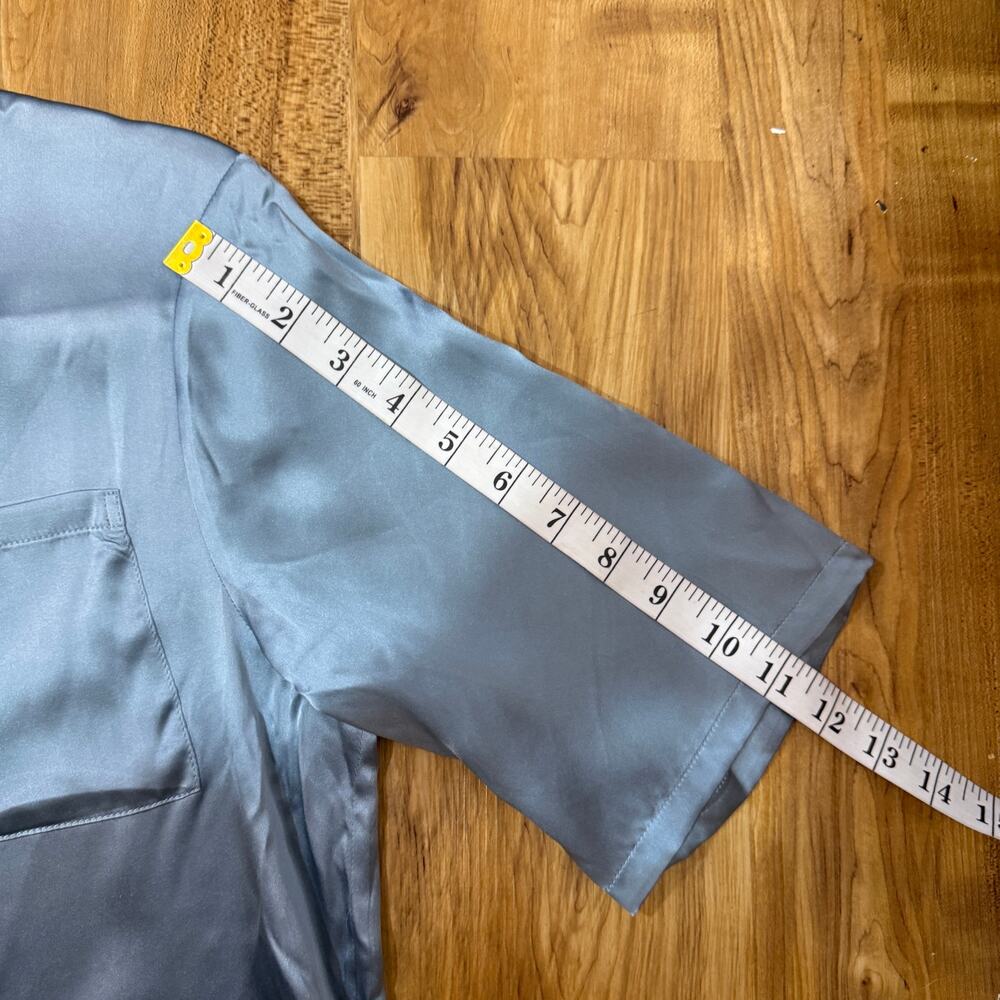 NWT Silk Silky Gray Blue Mulberry Silk Half Sleeve Luxury Feminine Pajama Set XS - Picture 7 of 10
